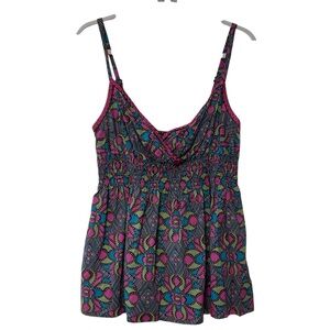 Y2K Tommy Hilfiger Babydoll Cotton Sleeveless Milkmaid Top size XL Multicolor